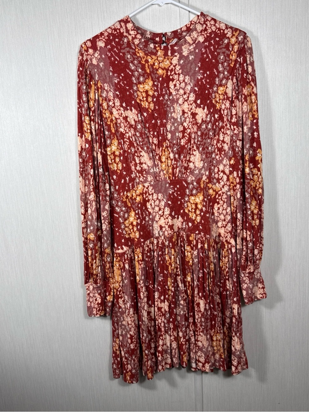 Free People Heartbeats Rust Floral Mini Dress Size M